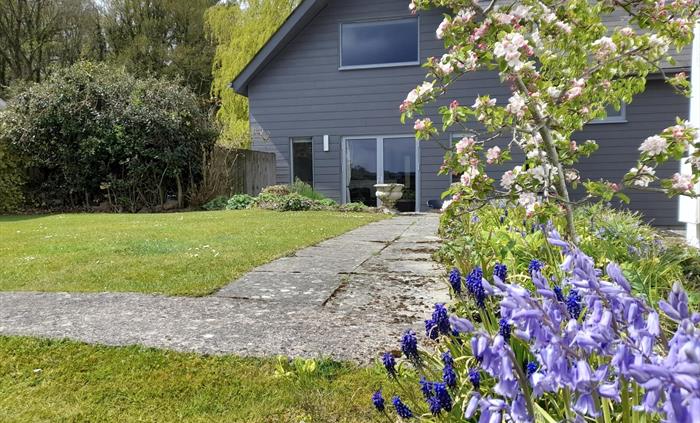Symonds Yat Rock Lodge, with bluebells and blossom